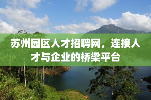 苏州园区人才招聘网，连接人才与企业的桥梁平台